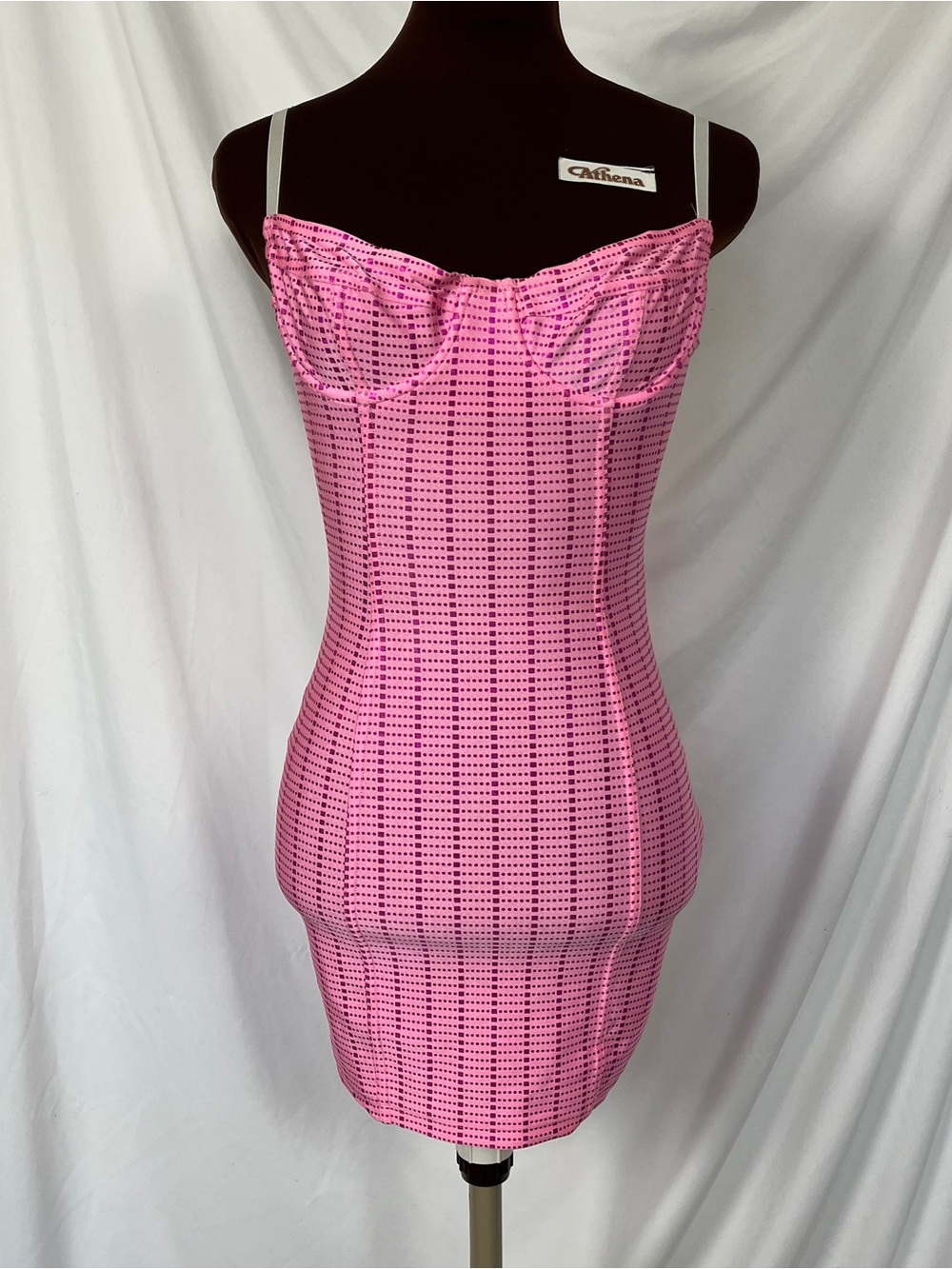 American Apparel Cali Sun & Fun Pink Foil Geometric Bustier Bodycon Mini Dress